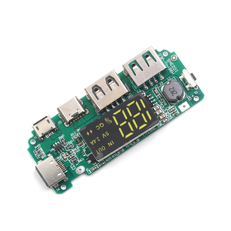 lithium battery digital display charging module 5V2.4A 2A 1A dual USB output with display boost module