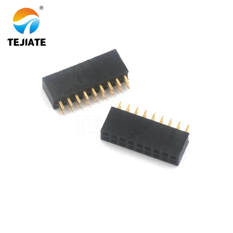10PCS Double row female female female double row female socket pin header socket 2X2P/3/4/5/6-40P 2.54MM curved pin