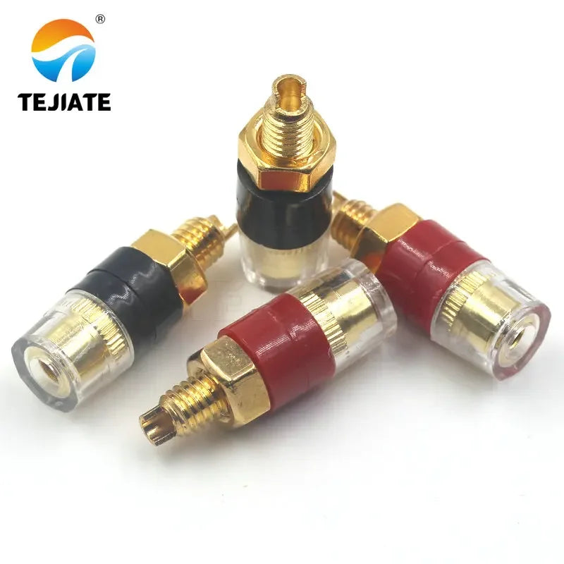 1PCS small pure copper gold-plated amplifier speaker, semi transparent crystal terminal block, banana plug socket