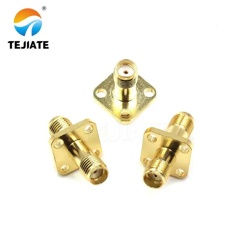 2PCS RF Adapter Connector SMA-SMA-KKF 24MM Double Way Header Female To Female Header Square Plate Flange Plate Double Through