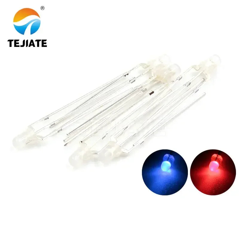 10PCS / 1Lot TEJIATE 3MM LED Light Bead Double Color White Flash Red Blue Green Fog Type Low Power Consume Fast Response