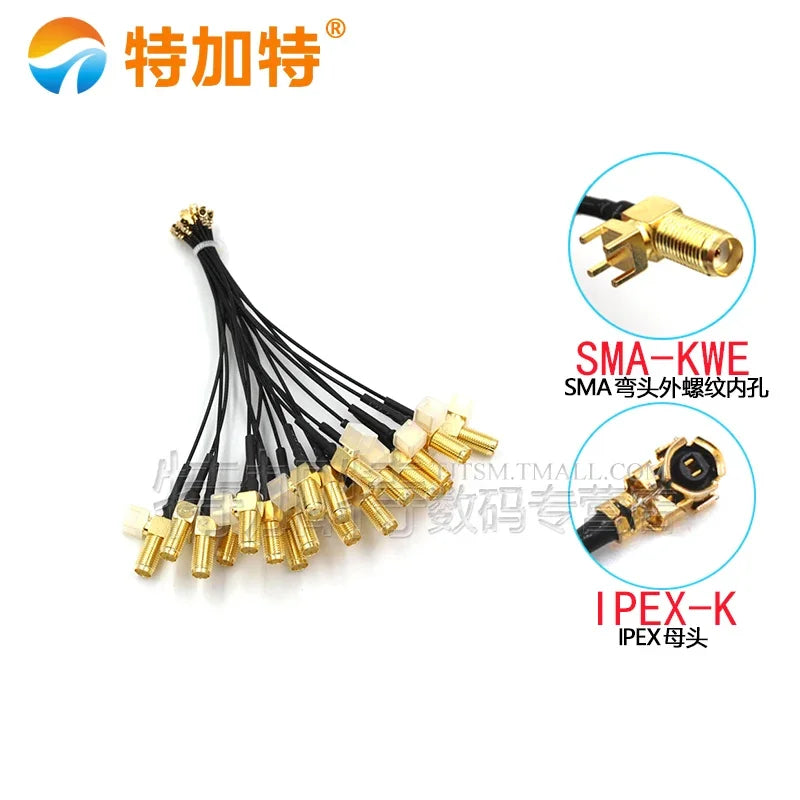 2PCS TEJIATE SMA Bent Header Outer Screw Inner Hole/Pin To  Female Heade Connector Cable RF Antena UFL Seat RPSMA-KWE 1.13