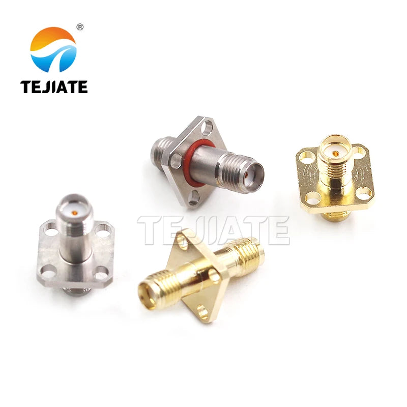 SMA-KFKG stainless steel adapter SMA-KKF female to female four-hole flange fixed 18GHz with waterproof ring