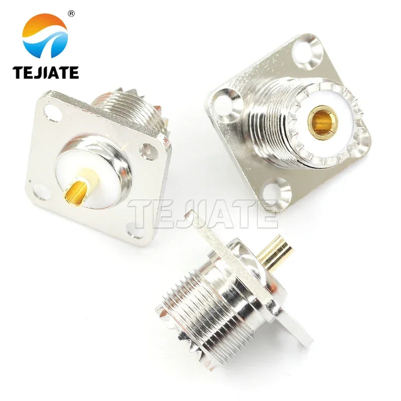 1PCS UHF-KF/M-KF Female with Flange 25x25 RF Adapter Toos Antenna 4 Hole Square Connector