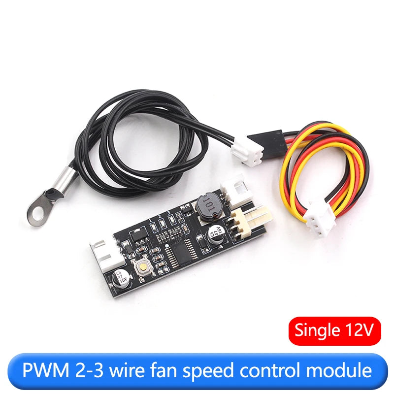 Single channel 12V DC PWM 2-3 wire fan temperature control speed regulator chassis noise reduction module