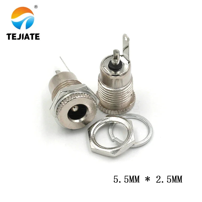 DC099 5.5 mm x 2.1mm DC Power Jack Socket Female Panel Mount Connector Metal DC-099 Open Hole 11MM 5.5*2.1 5.5*2.5