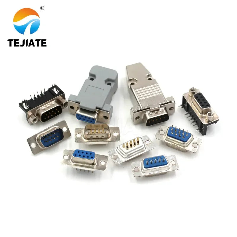 5pcs RS232 DB9 9 Pin Solder Connector DB9 Female Male Serial Port Plastic Potection Shell Cover For VGA Connectors