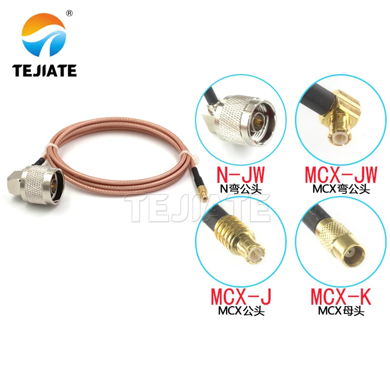 1PCS N-bend male to MCX male to female RF line N-JW to MCX-JW MCX-K MCX-J adapter line RG316 connection line impedance 50 ohms