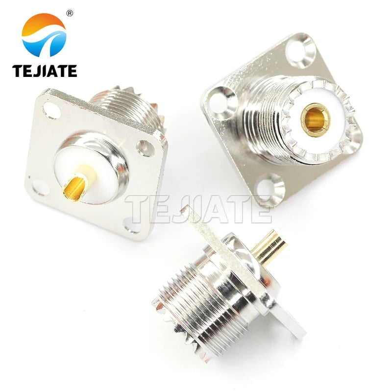 1PCS UHF-KF/M-KF Female with Flange 25x25 RF Adapter Toos Antenna 4 Hole Square Connector