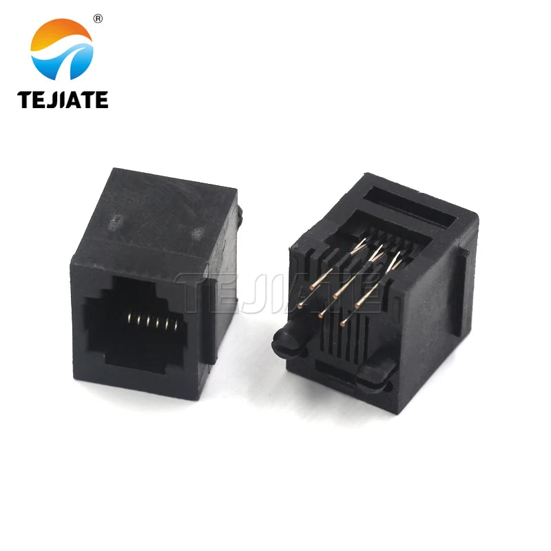 5PCS RJ11 95001-6P6C Telephone Jack Connector  6P6C 95001 Vertical Crystal Head Female Socket Black