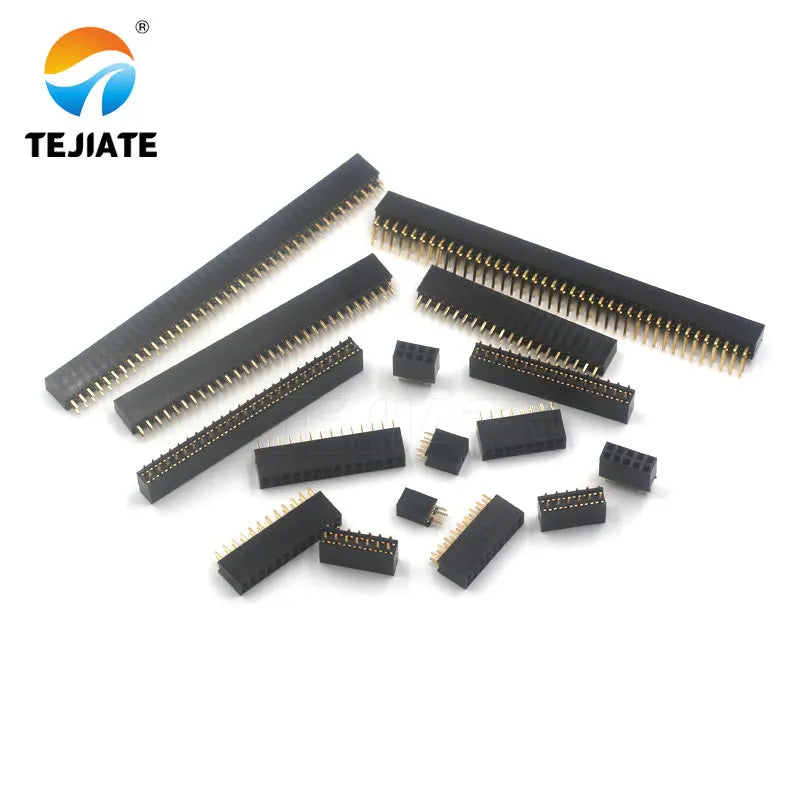 10PCS Double row female female female double row female socket pin header socket 2X2P/3/4/5/6-40P 2.54MM curved pin