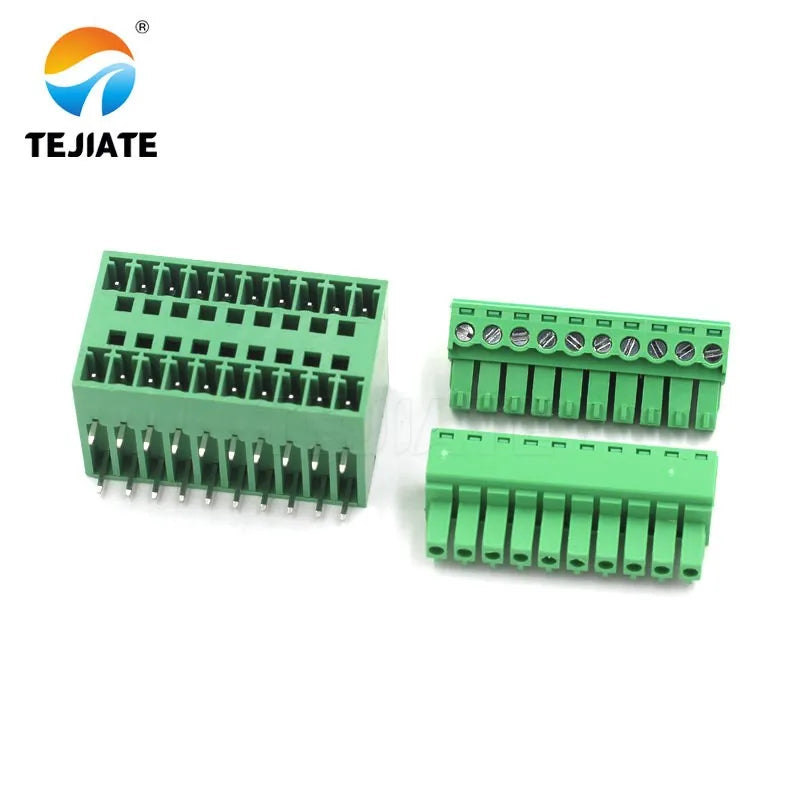 1 set of PCB plug-in terminal blocks 15EDGRH3.81mm double-layer plug-in terminal block double row bent needle base with plug