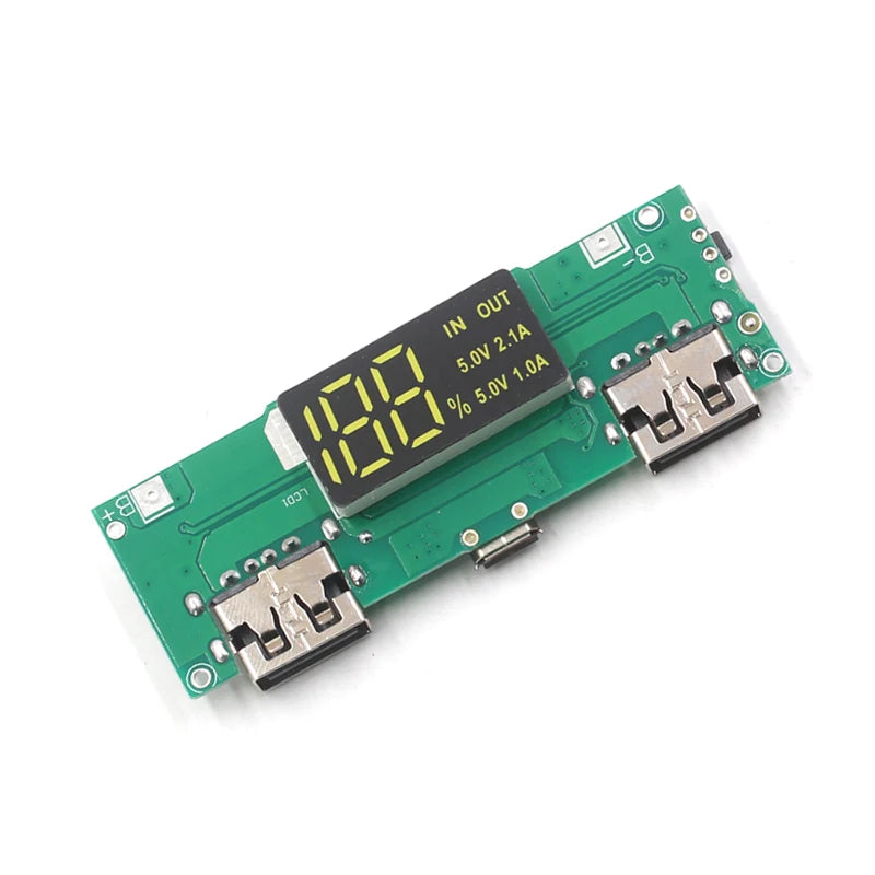 lithium battery digital display charging module 5V2.4A 2A 1A dual USB output with display boost module
