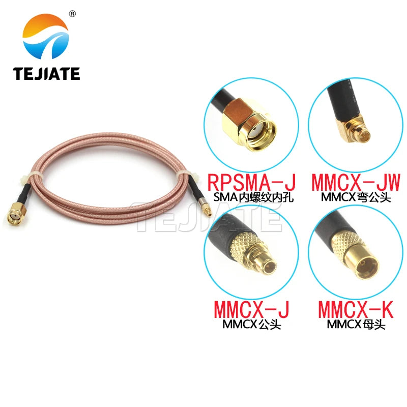 1PCS RG316 silver plated shielded coaxial line SMA/MMCX-JW RPSMA-J to MMCX straight male extension jumper