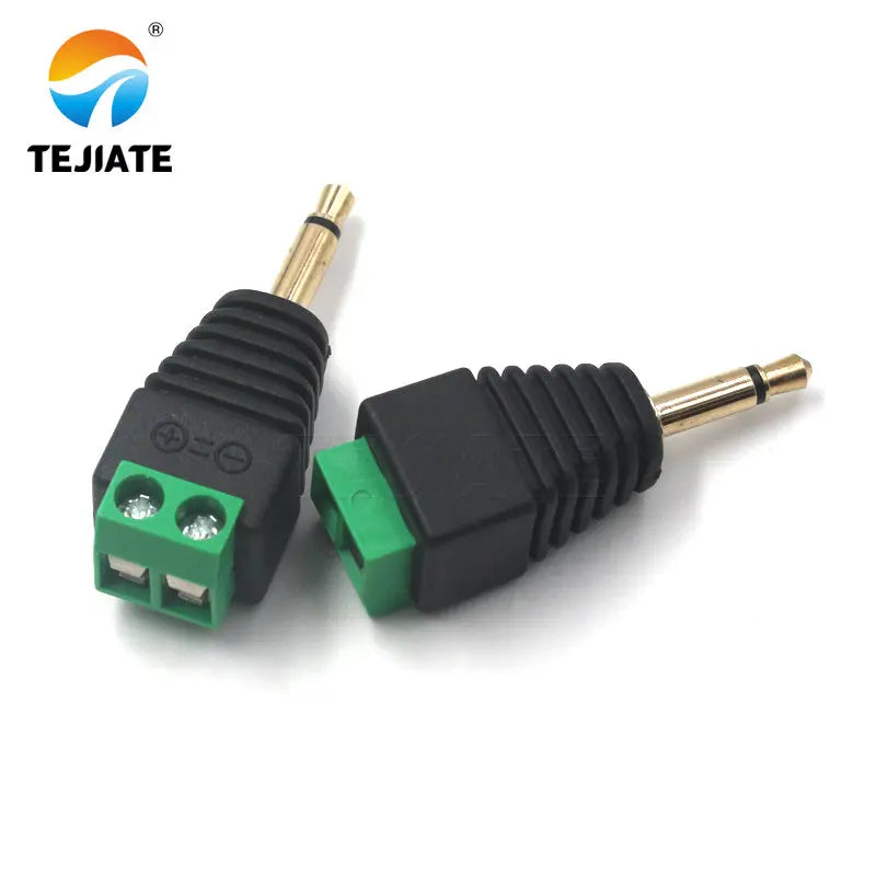 1PCS solderless 2.5/3.5MM gold-plated dual channel audio headphone plug, stereo adapter, solderless terminal