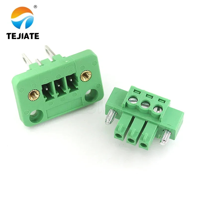 1 Set Of 15EDGWB+KM-3.81mm Wall Mounted Plug-in PCB Wiring Terminals With Flange Fixed Panel Wall Mounted