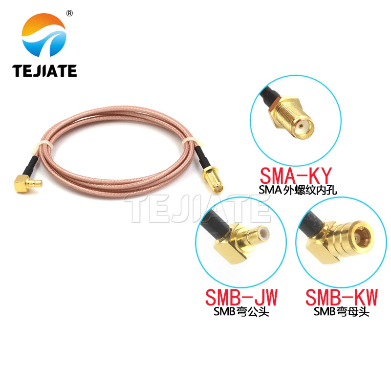 1PCS RG316 RF cable SMA male to SMB bent male female silver plated signal cable SMA/SMB-JWK connection line 50 Ω
