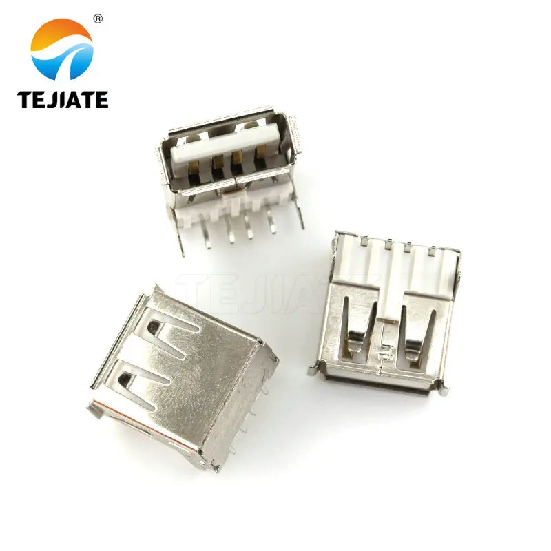 10PCS USB A-type female socket A female B female socket curling 90/180 degrees flat mouth square mouth straight plug patch