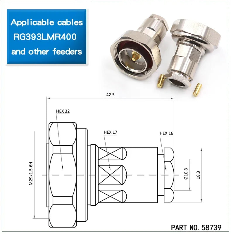 L29/DIN all copper feeder DIN-J-7 L29-K-7 50-7/LMR400 coaxial cable assembly
