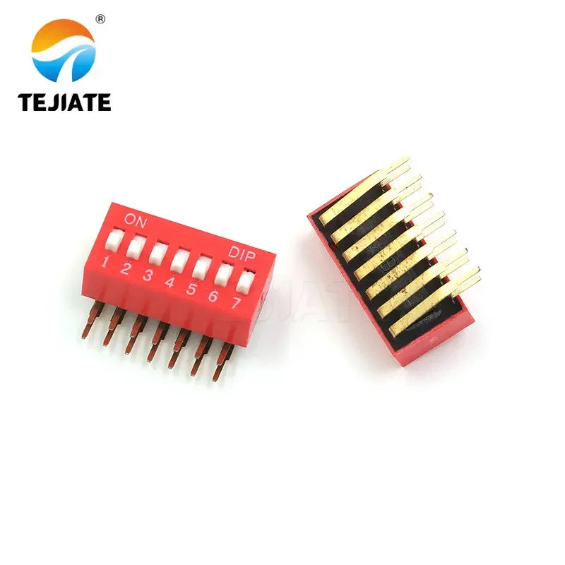 2PCS Red DIP Switch Bent Feet 2.54mm Distance Side Dip Straight Insert 2/3/4/5/6/7/8/9/10P