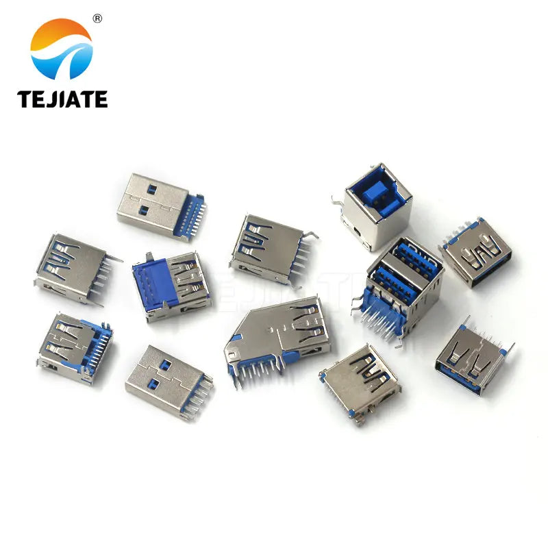 5pcs USB3.0-AM / AF 90 / 180 Degree USB A Male Plug A Female Seat B Female square port A Type B Sockect Interface Connector