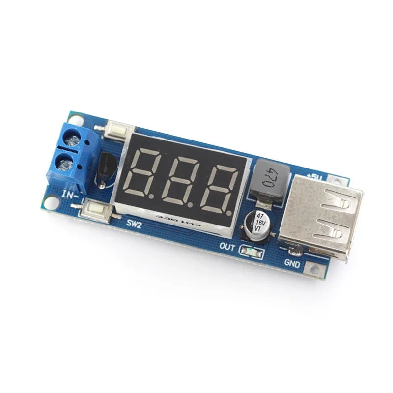 DC-DC Power Supply Moule 6.5-12V To 40-5V Adjustable Step-down Charger Module Step Down Buck Converter LED Driver with Voltmeter