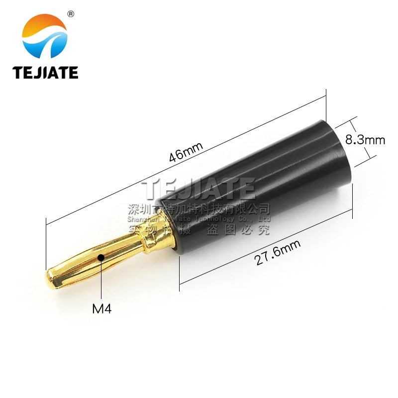 Copper gold-plated zinc alloy 4mm banana plug speaker wire connector speaker wire connector solder-free