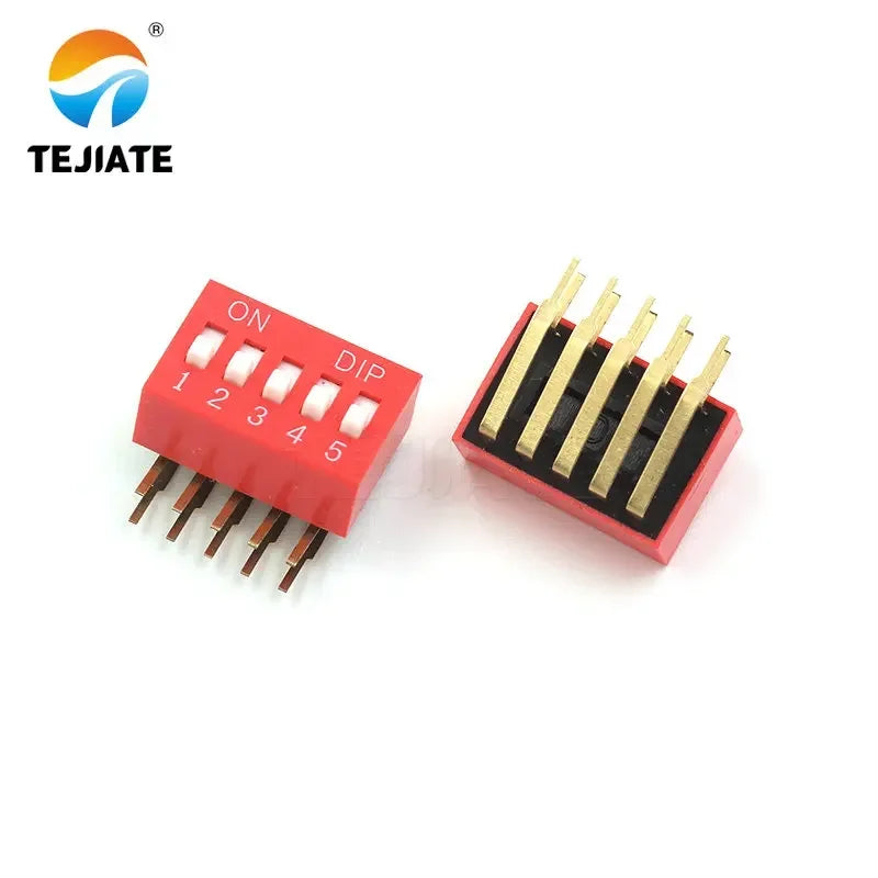 2PCS Red DIP Switch Bent Feet 2.54mm Distance Side Dip Straight Insert 2/3/4/5/6/7/8/9/10P