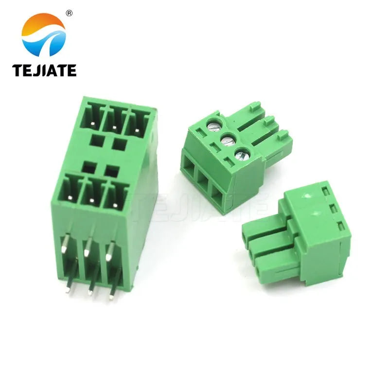 1 set of PCB plug-in terminal blocks 15EDGRH3.81mm double-layer plug-in terminal block double row bent needle base with plug