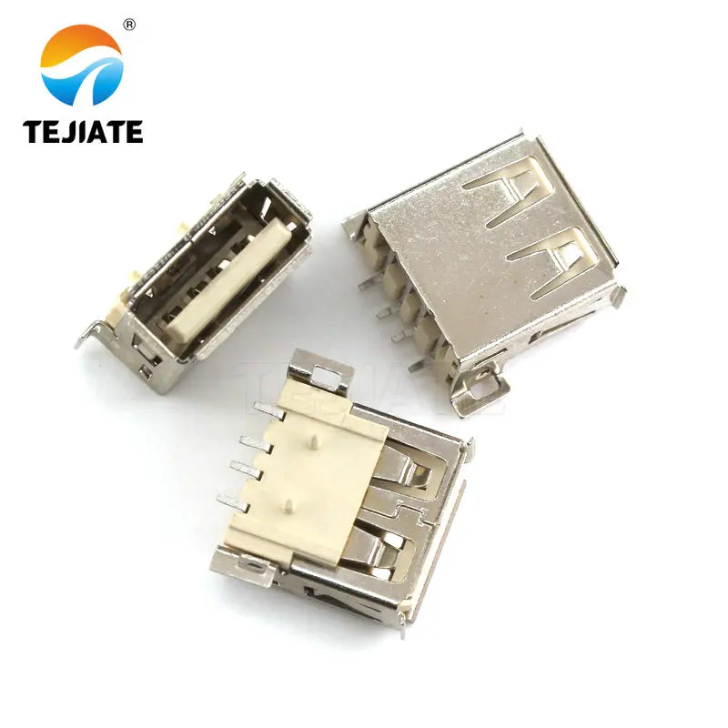 10PCS USB A-type female socket A female B female socket curling 90/180 degrees flat mouth square mouth straight plug patch