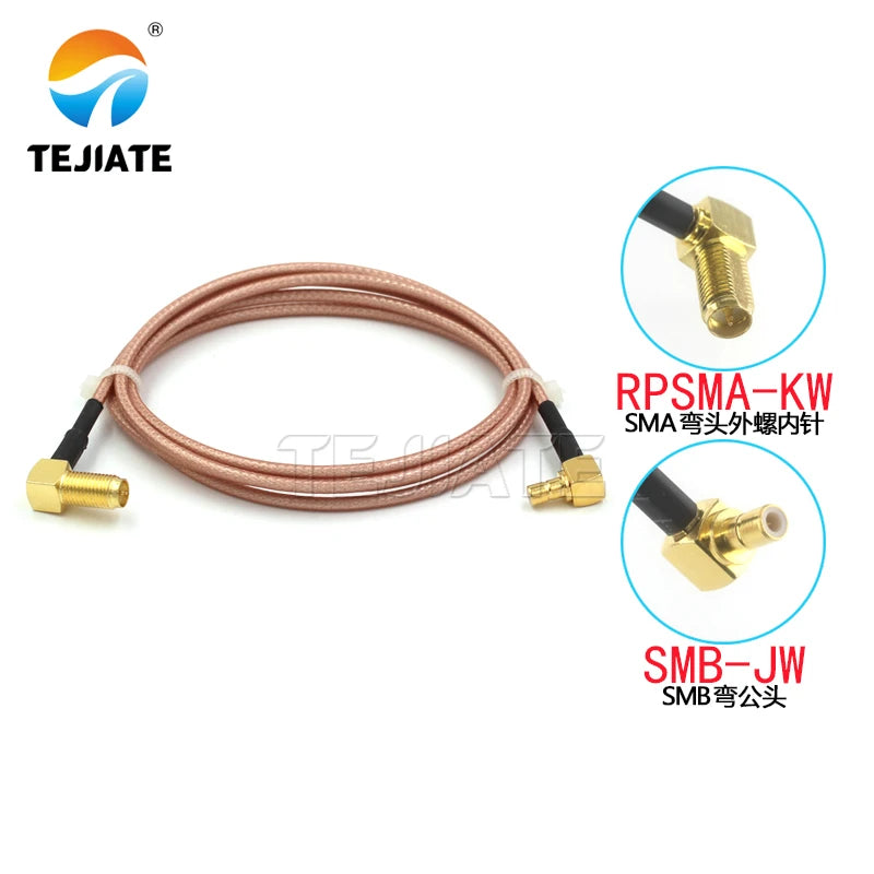1PCS RPSMA-KW to SMB elbow connection line SMB-JW SMB-KW to RPSMA-KW extension line RG316 adapter line impedance 50 ohms