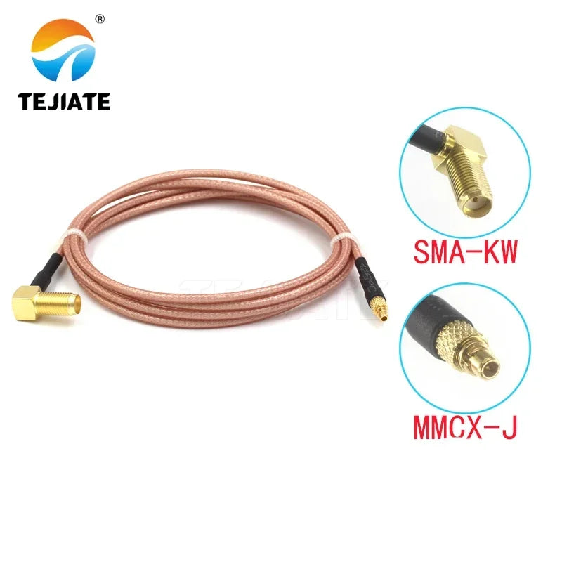 1PCS TEJIATE Adapter Cable MMCX To SMA Type MMCXJ Convert SMAKW 8-90CM 1M 1.5M 2M Length Connector RG316 Wire