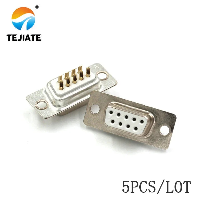 5pcs RS232 DB9 9 Pin Solder Connector DB9 Female Male Serial Port Plastic Potection Shell Cover For VGA Connectors