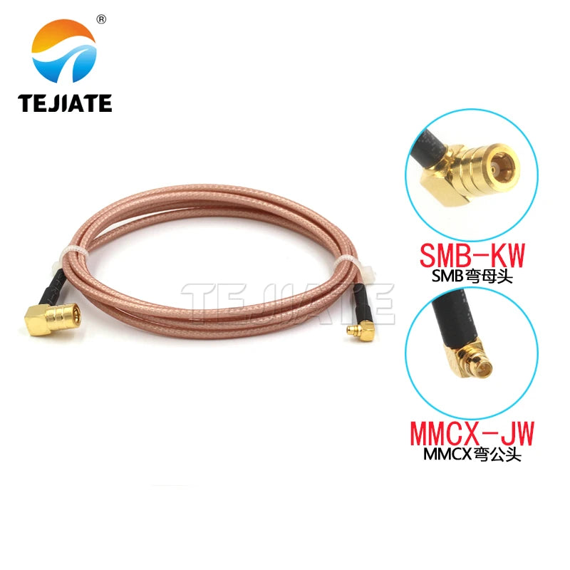 1PCS MMCX male female to SMB bent female adapter cable SMB-KW to MMCX-JW MMCX-J MMCX-J RF cable RG316 coaxial line