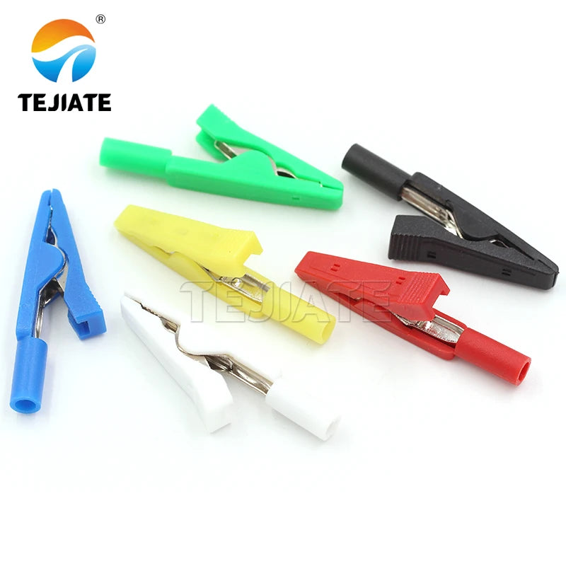 2mm insulated solderable alligator clips in various colors
