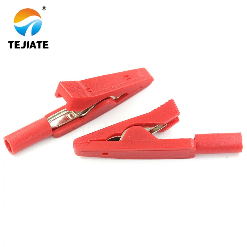 2mm insulated solderable alligator clips in various colors