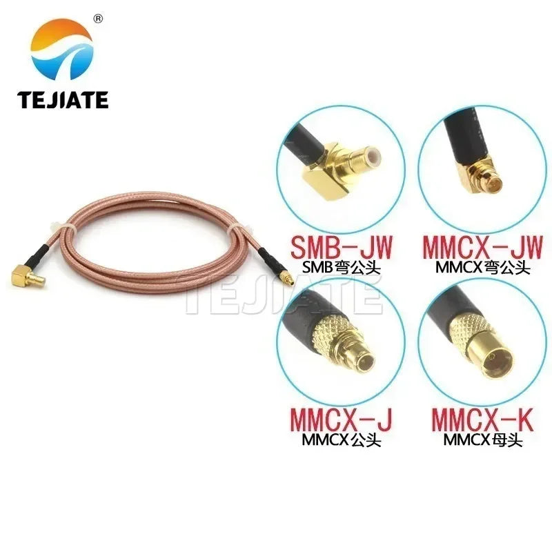1PCS MMCX male female to SMB bent male adapter cable SMB-JW to MMCX-JW MMCX-J MMCX-J RF cable RG316 coaxial line