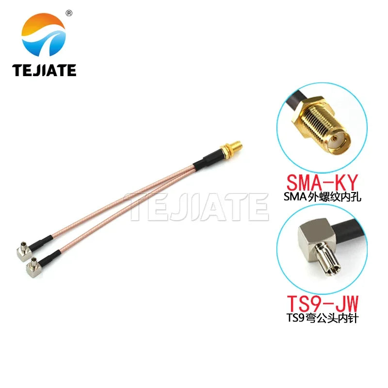 1PCS SMA-KY to two TS9-JW 4G antenna adapter cables, one to two SMA female to two TS9 bent male RG316 TS9 Right Angle male