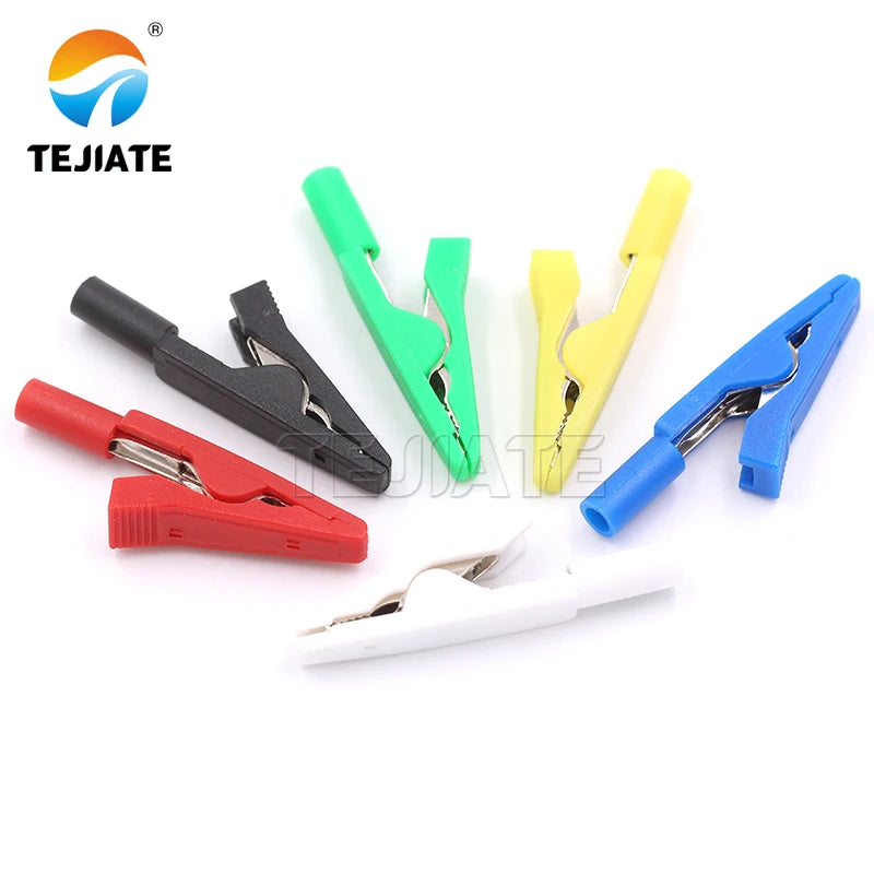 2mm insulated solderable alligator clips in various colors