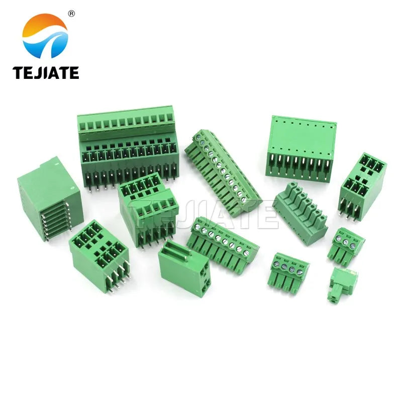 1 set of PCB plug-in terminal blocks 15EDGRH3.81mm double-layer plug-in terminal block double row bent needle base with plug