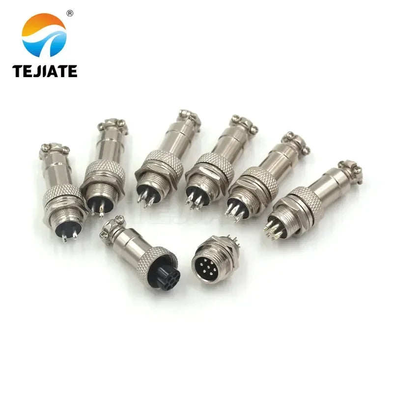 1set GX12 2/3/4/5/6/7 Pin Male + Female 12mm Circular Aviation Socket Plug Wire Panel Connector With Plastic Cap Lid