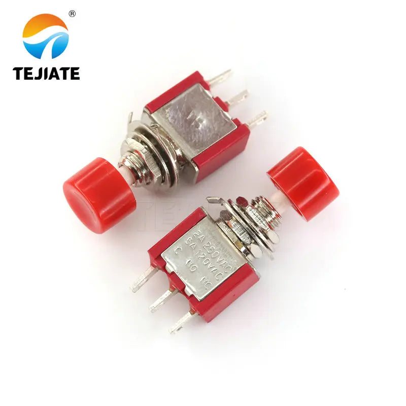 5Pcs 3pin Momentary Red Push Button Toggle Switch PS-102 DS612 1NO 1NC hym