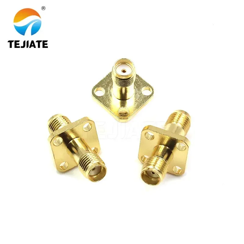 2PCS RF Adapter Connector SMA-SMA-KKF 24MM Double Way Header Female To Female Header Square Plate Flange Plate Double Through