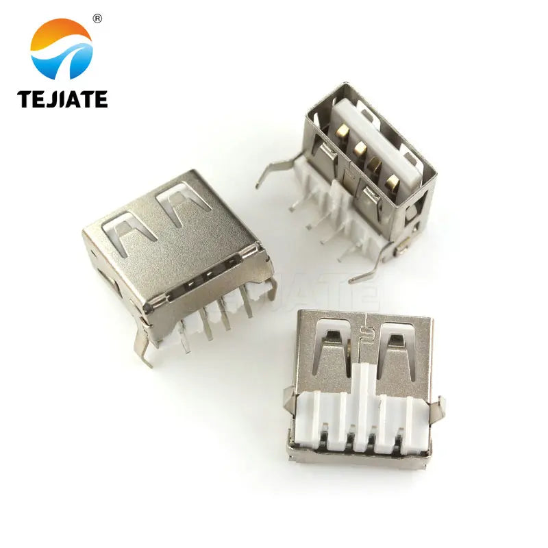 10PCS USB A-type female socket A female B female socket curling 90/180 degrees flat mouth square mouth straight plug patch