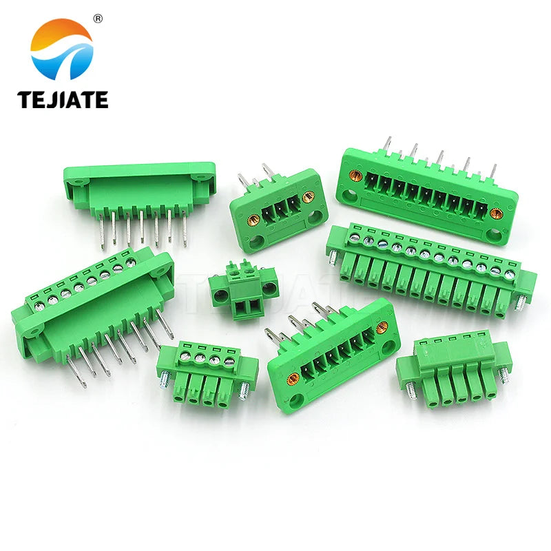 1 set of 15EDGWB+KM-3.81mm wall mounted plug-in PCB wiring terminals with flange fixed panel wall mounted