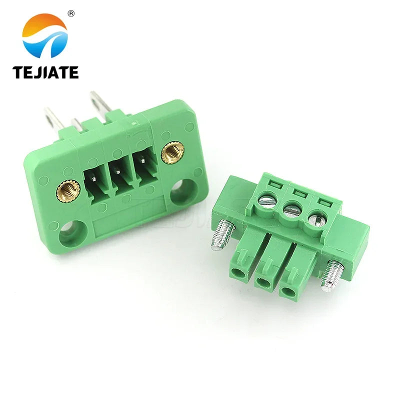 1 set of 15EDGWB+KM-3.81mm wall mounted plug-in PCB wiring terminals with flange fixed panel wall mounted
