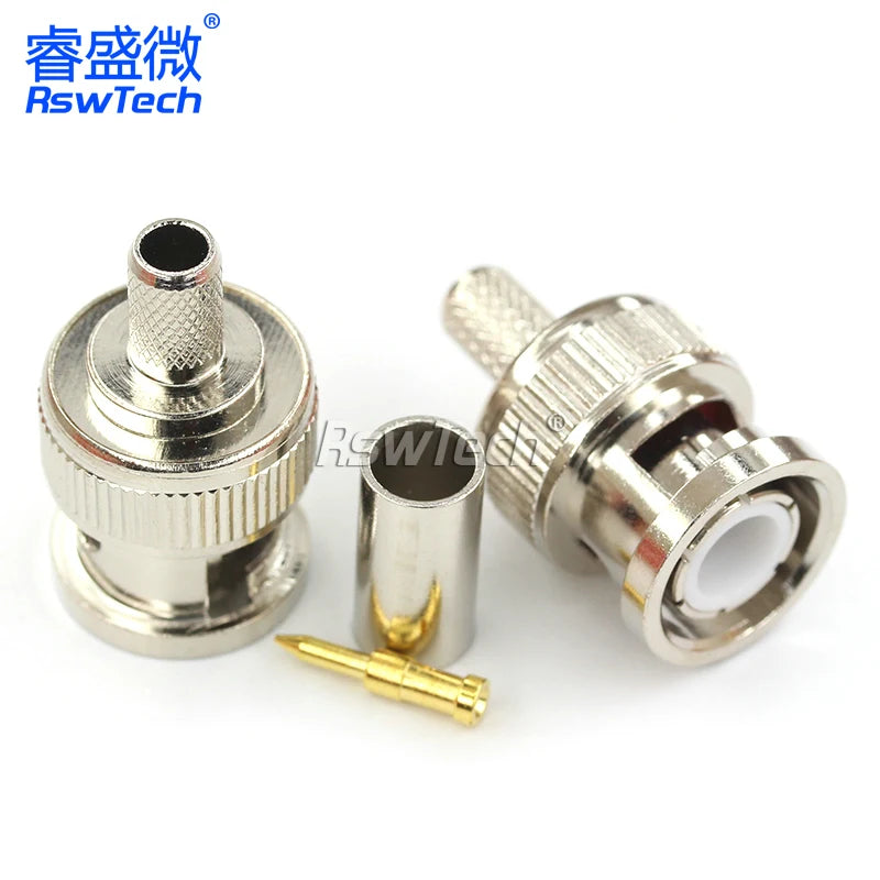 1PCS BNC Adapter J-1.5 J-3 JW-1.5 JW-3 Q9 Male Header Bent Type Right Angle Crimp Feeder Match For RG58/142/316