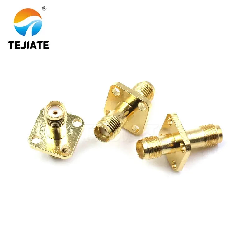 2PCS RF Adapter Connector SMA-SMA-KKF 24MM Double Way Header Female To Female Header Square Plate Flange Plate Double Through