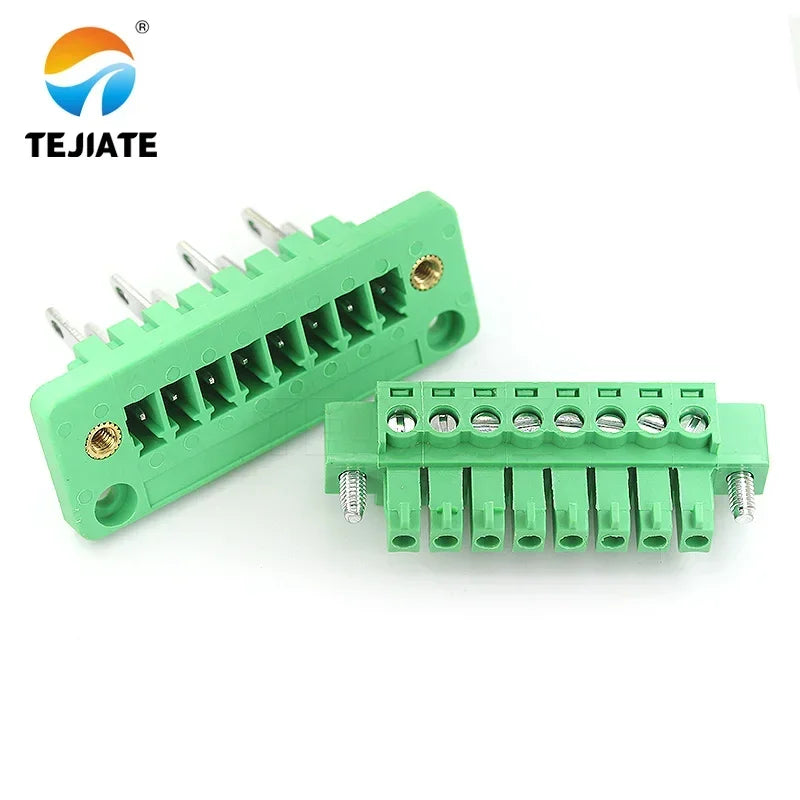 1 Set Of 15EDGWB+KM-3.81mm Wall Mounted Plug-in PCB Wiring Terminals With Flange Fixed Panel Wall Mounted