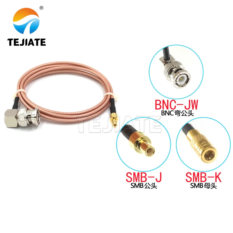 1PCS BNC bent male to SMB adapter line BNC-JW to SMB-J SMB-K RF line RG316 coaxial line impedance 50 ohms